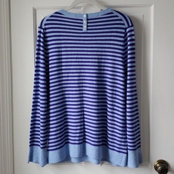 NWOT TALBOTS BLUE PURPLE STRIPE WOOL BLEND SWEATER SIZE LARGE - Picture 6 of 8